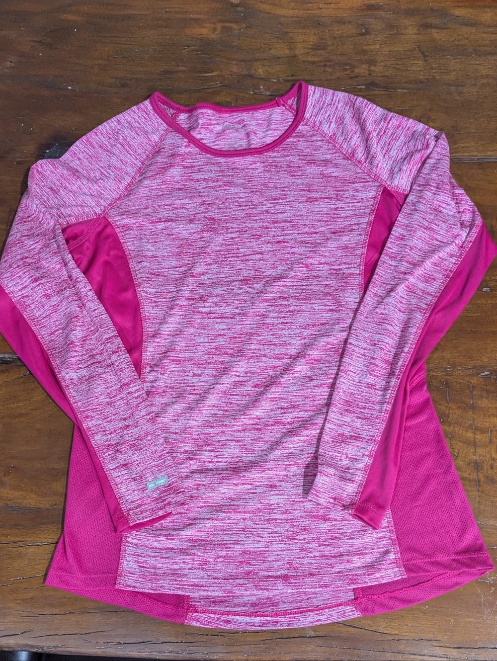 Danskin Reddish Pink Heathered Performance Long sleeved Top Sz med